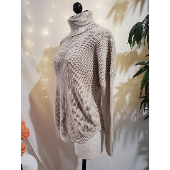 MICHAEL Michael Kors Chunky Waffle Knit Turtleneck Sweater Womens Size XS Beige - Picture 5 of 11